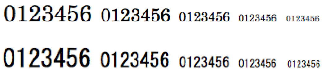 ナンバーの書体説明